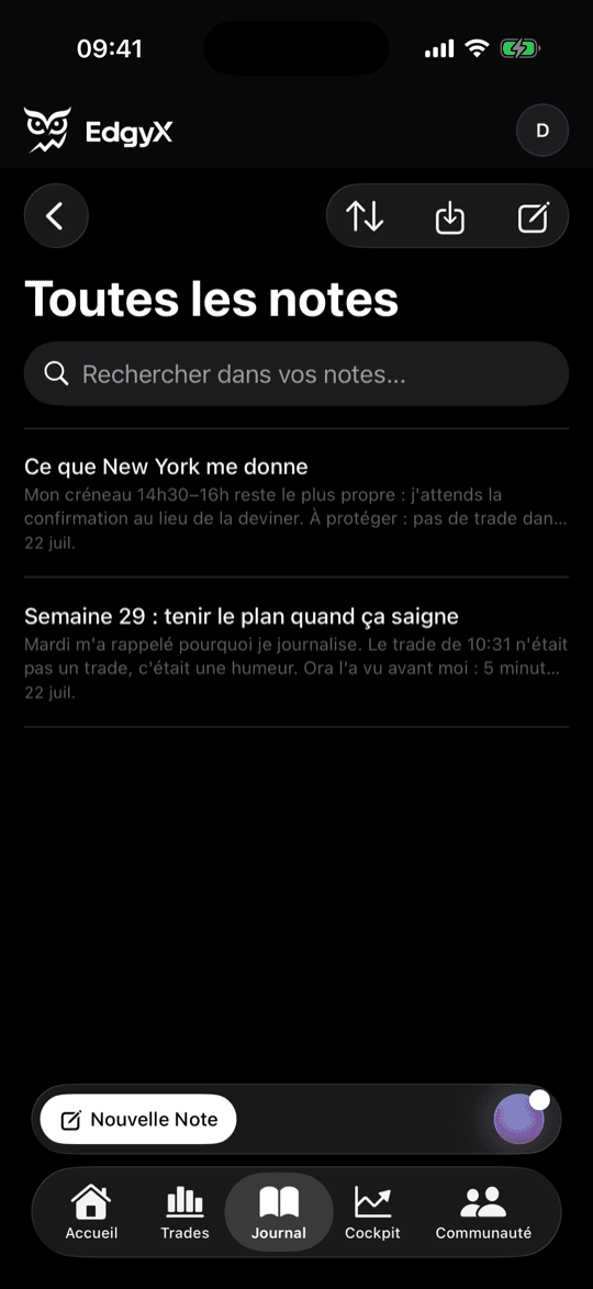 Interface mobile Edgyx